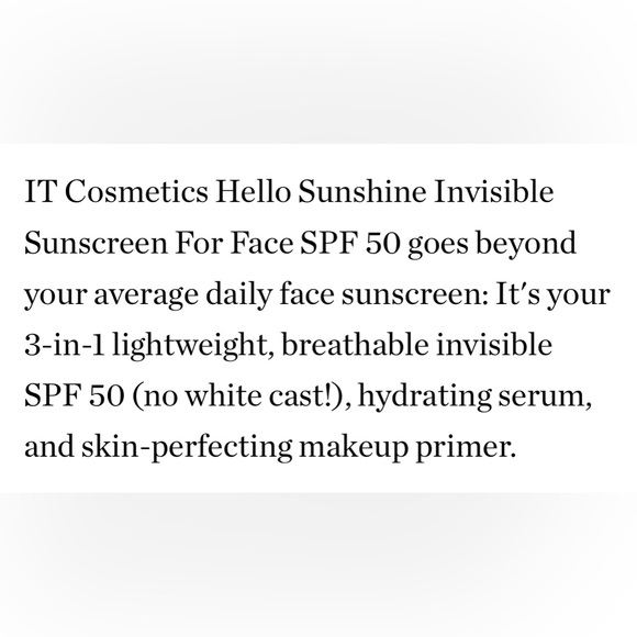 It Cosmetics Hello Sunshine Mineral Hydrating Serum Sunsc SPF50 ☀️ NEW IN BOX - Picture 9 of 12